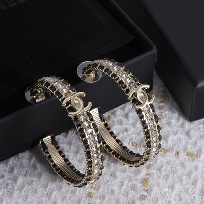 18K CC Leather Chain Earrings