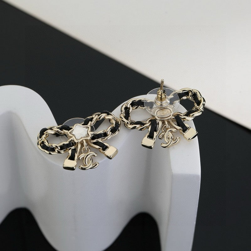 18K CC Butterfly Pendant Earrings