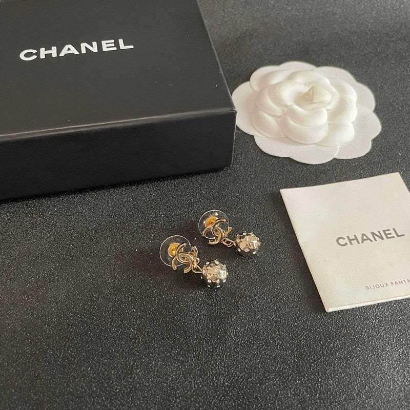 18K CC Diamond Ball Earrings