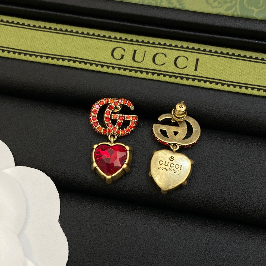 18K GG Red Crystal Earrings