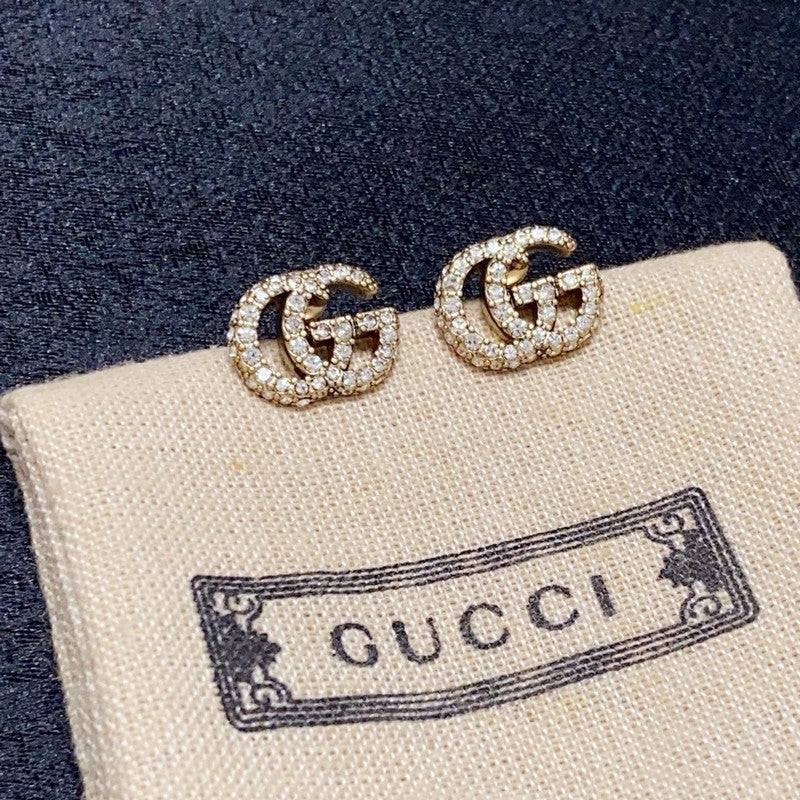 18K GG Diamond Gold Earrings