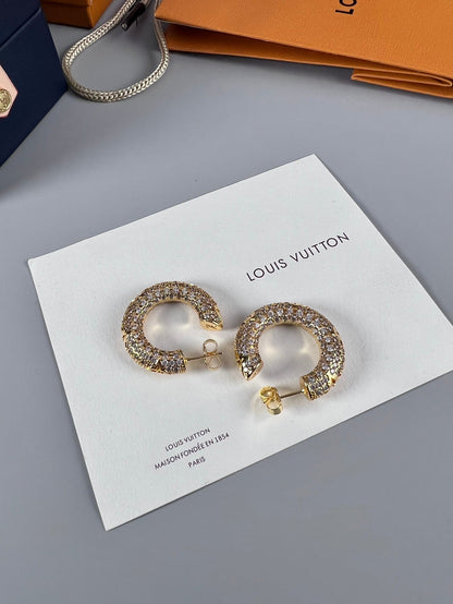 18K Louis Circle Diamonds Earrings