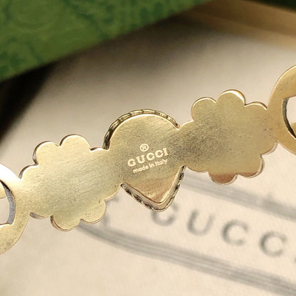 18K Double G Flowers Red Crystals Open Cuff Bracelet