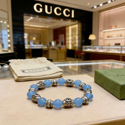 18K GG Anger Forest Blue Bead Chain Bracelet