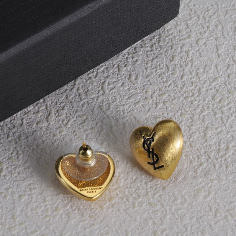 18K Saint Heart Gold Earrings