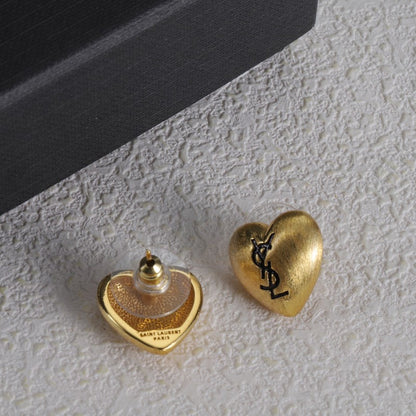 18K Saint Heart Gold Earrings