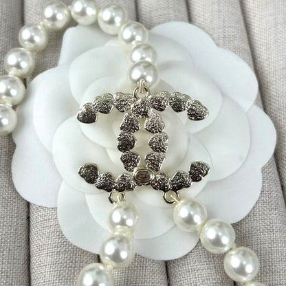 18K CC 25B Long Pearls Necklace