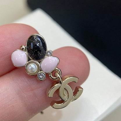 18K CC 25K Black & Pink Gold Earrings