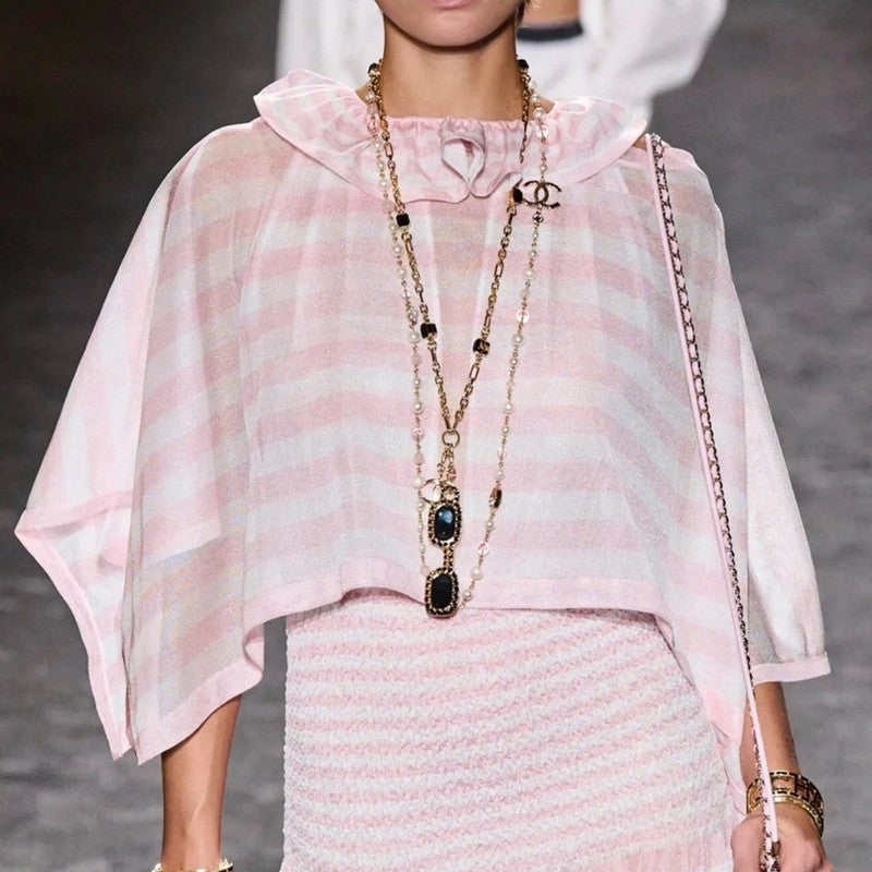 18K CC Black Crystal Gold Necklace