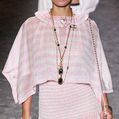 18K CC Black Crystal Gold Necklace