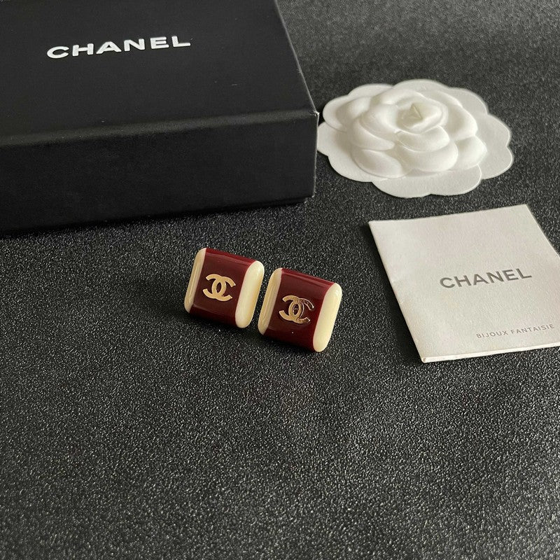 18K CC Red & White Pearl Earrings