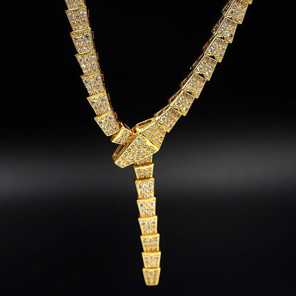 18K BV Serpenti Viper Full Pave Diamonds Necklace