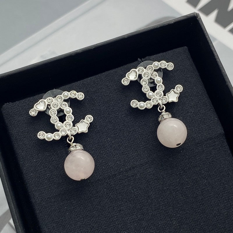 18K CC 25P Pink Pearl Gold Earrings