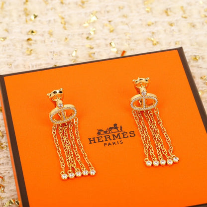 18K Farandole Diamond H Tassel Earrings