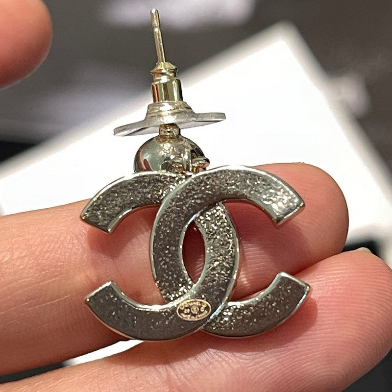 18K CC Blue Diamond Pendant Gold Earrings