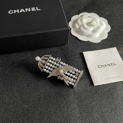 18K CC Birdcage Diamond Brooch