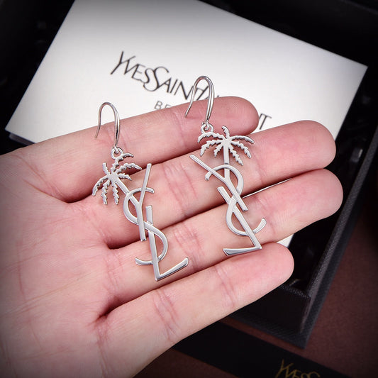 18K Saint Monogram Palmier Statement Earrings