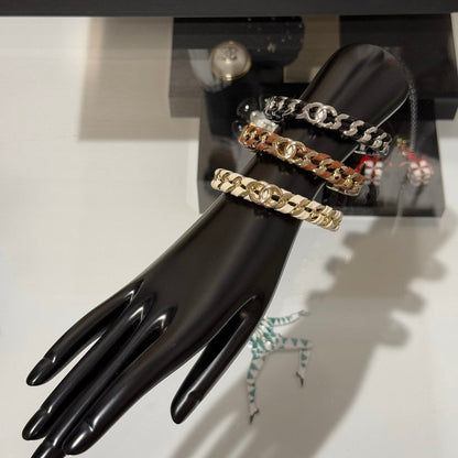 18K CC 26C White Open Cuff Bracelet