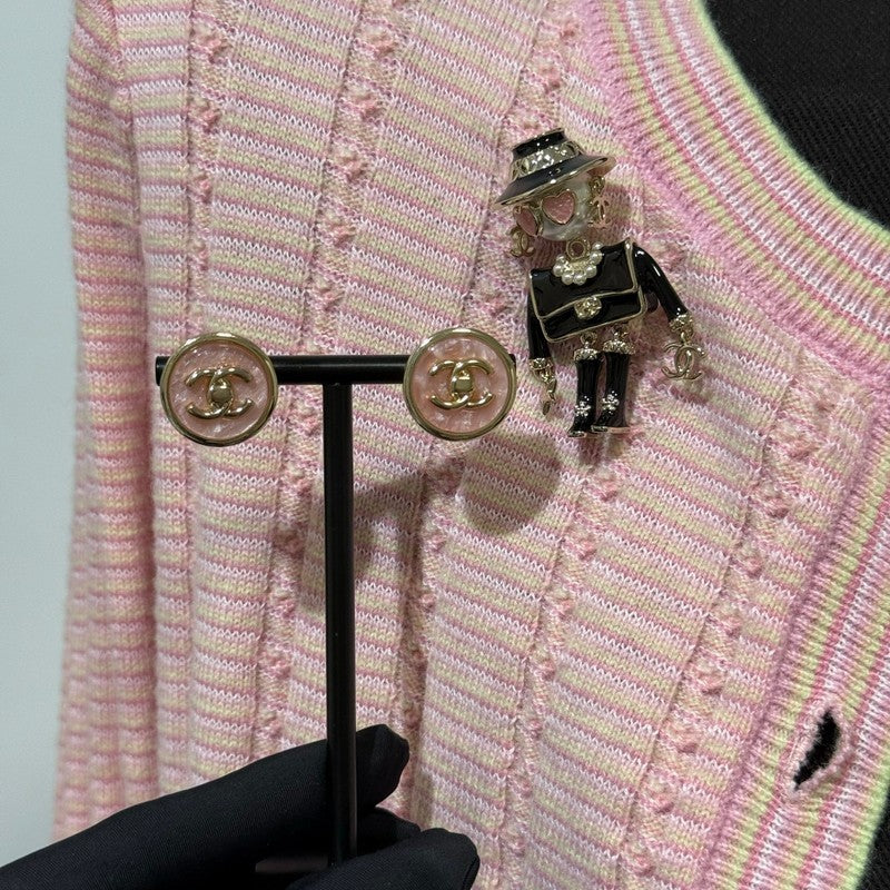 18K CC 25B Pink Gold Earrings