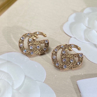 18K Double G Crystals Earrings