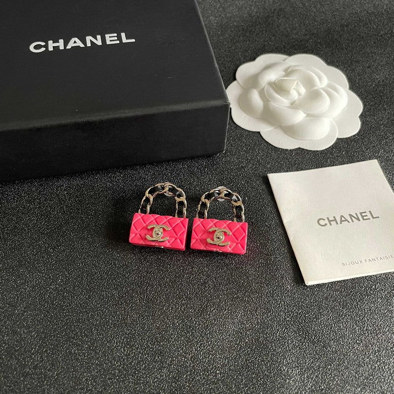 18K CC Color Bag Gold Earrings