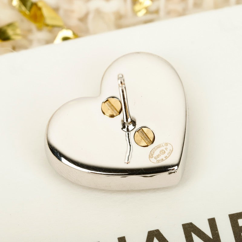18K CC Diamond Heart Gold Earrings