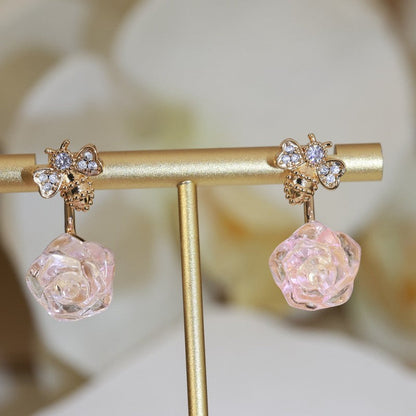 18K CD Pink Flower Earrings