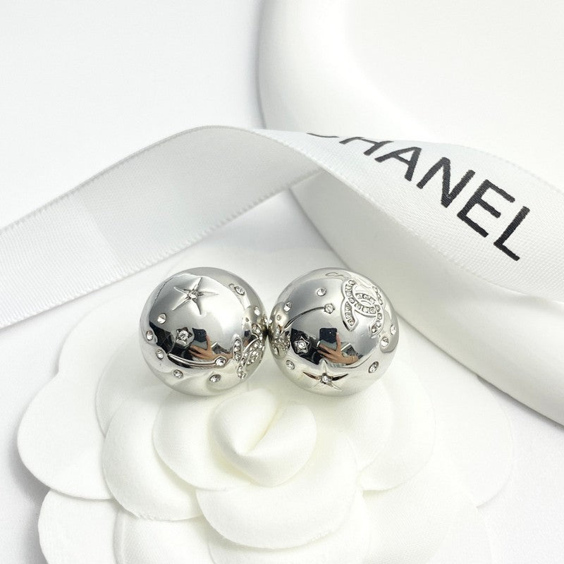 18K CC 24C Star Round Gold Earrings