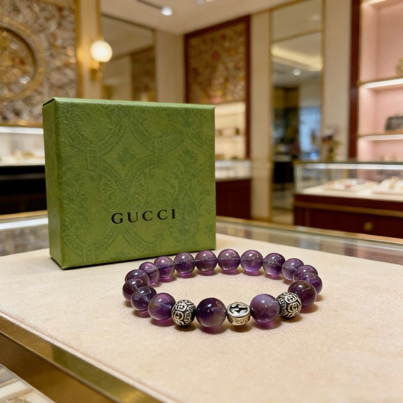 18K GG Anger Forest Purple Bead Chain Bracelet