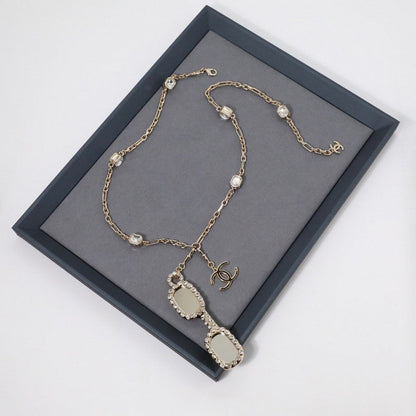 18K CC Black Crystal Gold Necklace