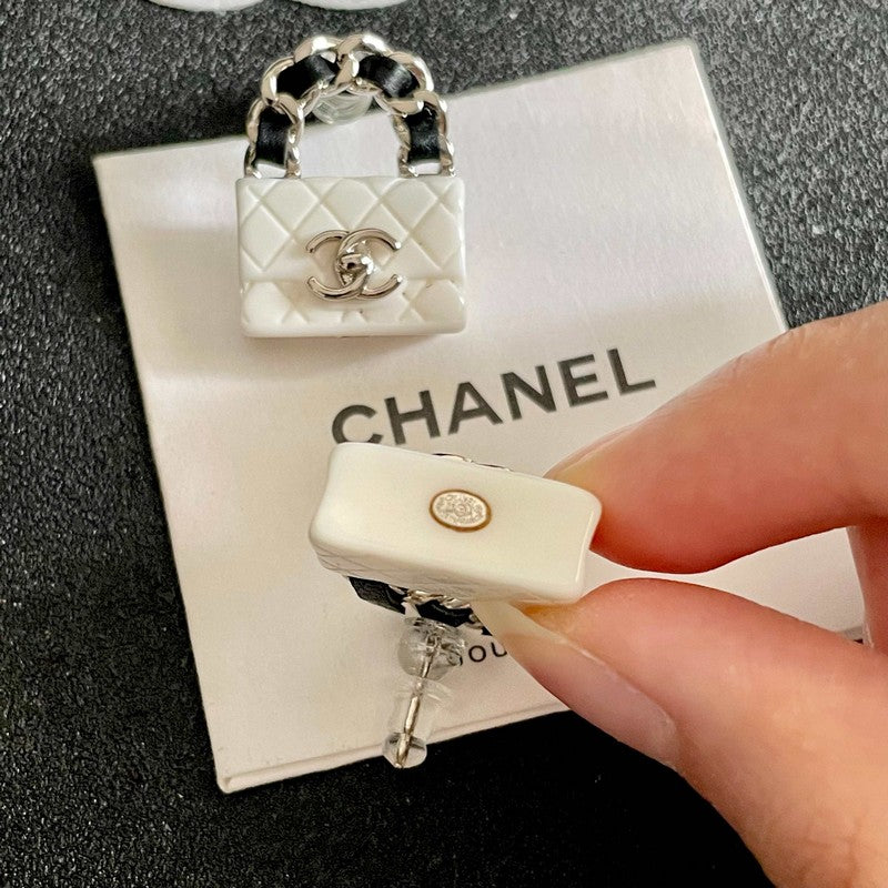 18K CC Color Bag Gold Earrings