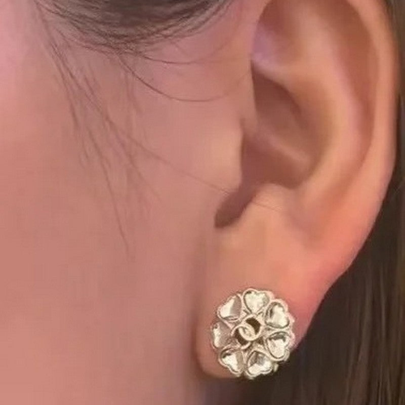 18K CC 25B Heart Crystal Earrings