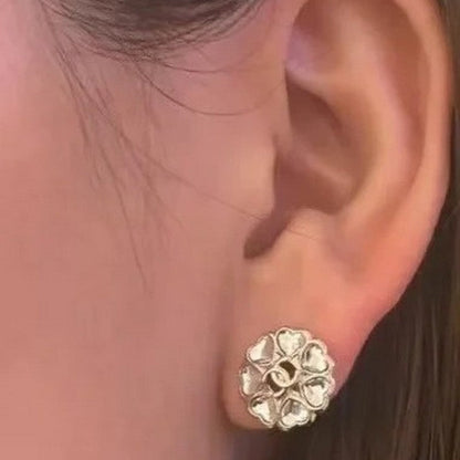 18K CC 25B Heart Crystal Earrings