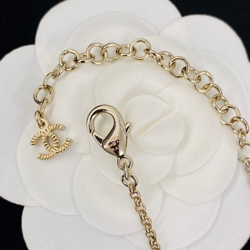 18K CC 25B Heart Crystal Pearl Necklace