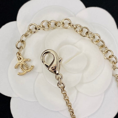 18K CC 25B Heart Crystal Pearl Necklace