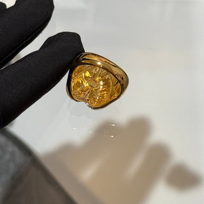 18K CC Black Gold Heart Ring