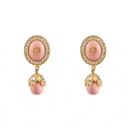18K Double G Pink Pearls Earrings