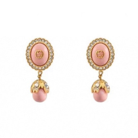 18K Double G Pink Pearls Earrings