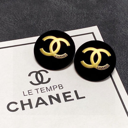 18K CC Black Yellow Gold Earrings