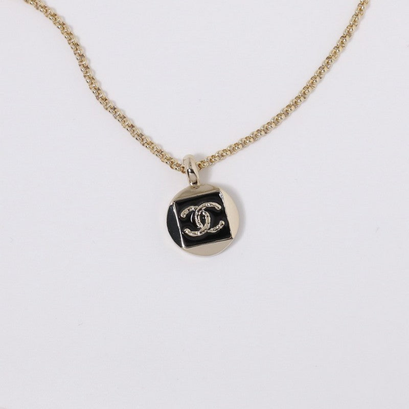 18K CC Black & White Logo Gold Necklace