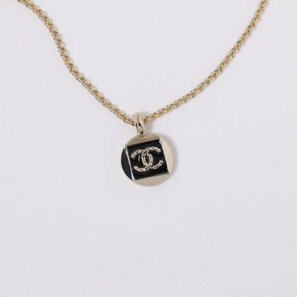 18K CC Black & White Logo Gold Necklace