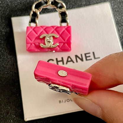 18K CC Color Bag Gold Earrings