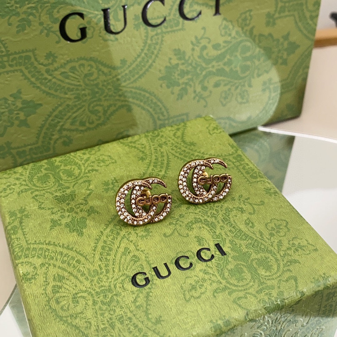 18K GG Logo Diamonds Earrings