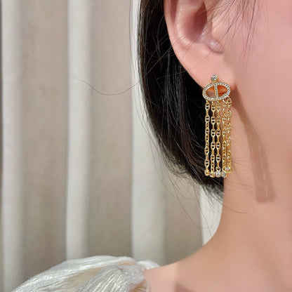 18K Farandole Diamond H Tassel Earrings