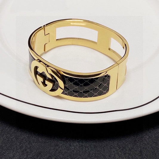 18K Double G Black Gold Cuff Bracelet
