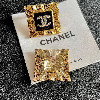 18K CC Black Gold Earrings