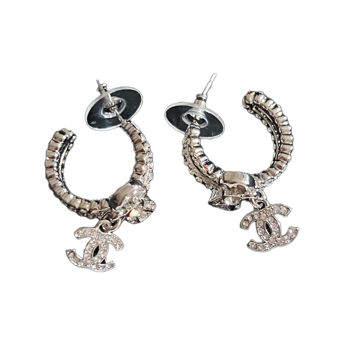 18K CC Diamond Pendant Earrings