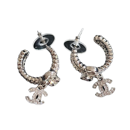 18K CC Diamond Pendant Earrings