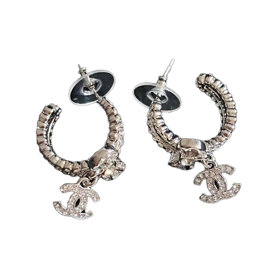 18K CC Diamond Pendant Earrings
