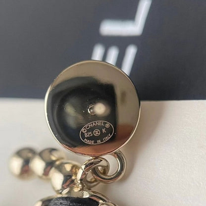 18K CC 25K Black & Pearls Gold Earrings